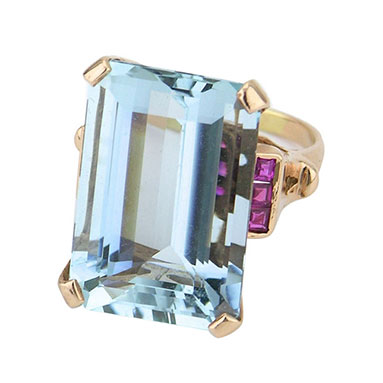 Retro Aquamarine Ruby Gold Ring | ML Style | Meg Lonergan Interiors