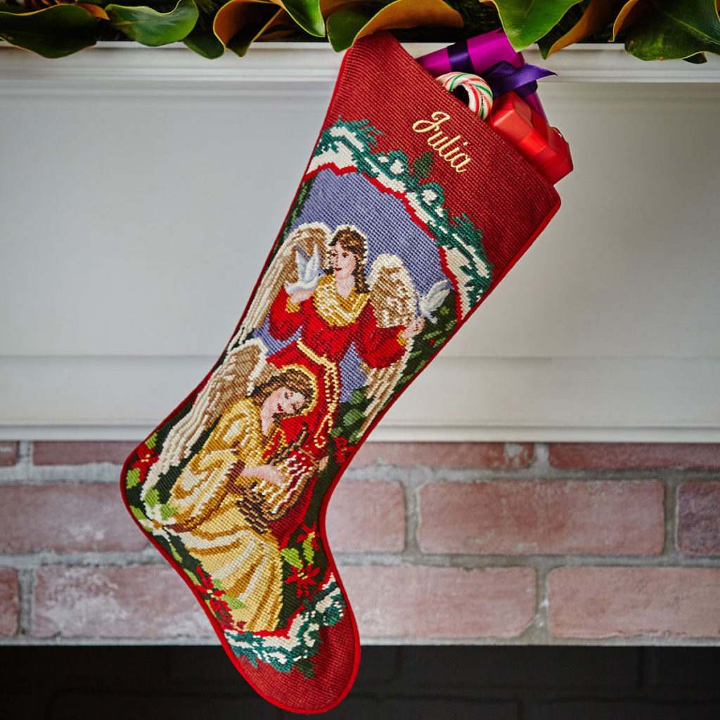 Angel Needlepoint Stocking | ML Style | Meg Lonergan Interiors