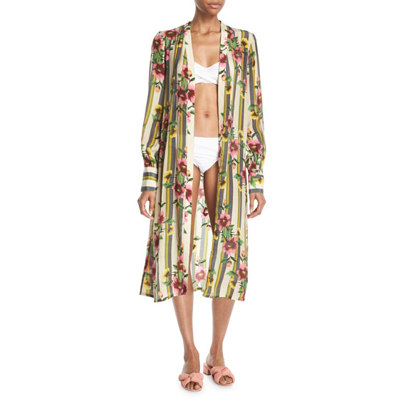 Verandah –  Hand-Beaded Striped Floral Kimono | ML Style | Meg Lonergan Interiors