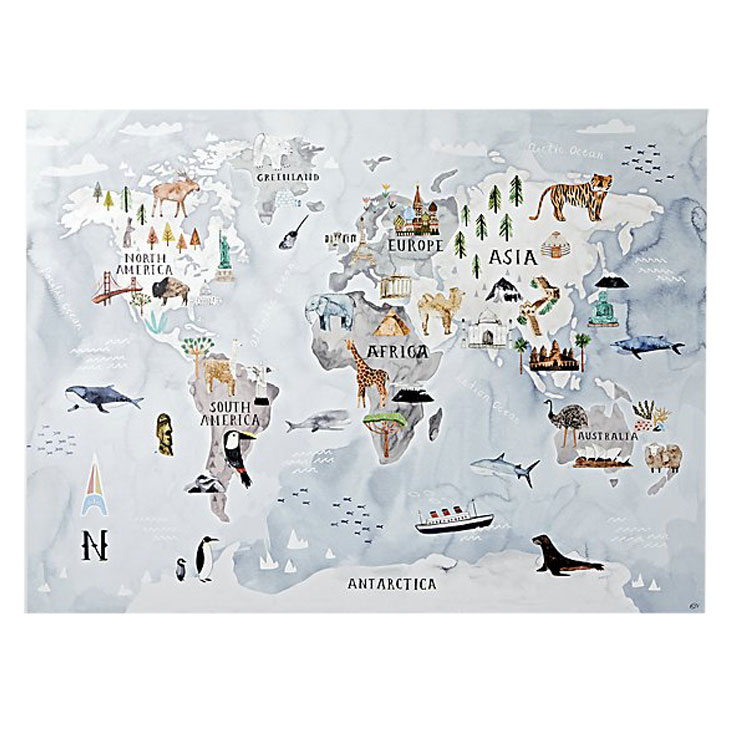 Crate & Kids – Watercolor World Map Mural Decal | ML Style | Meg Lonergan Interiors