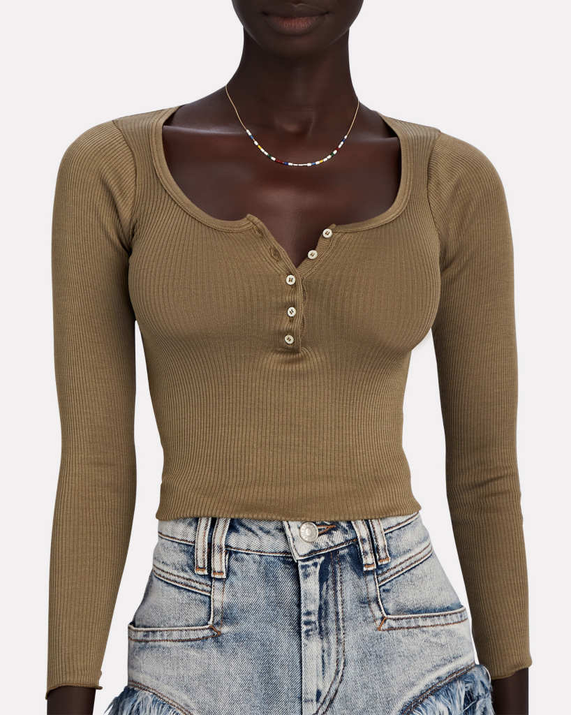 Isabel Marant Étoile – Lamylic Ribbed Cotton Henley | ML Style | Meg Lonergan Interiors