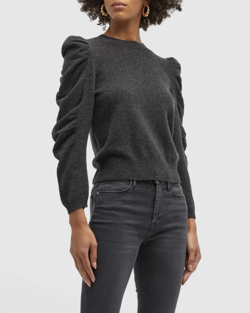 FRAME – Shirred-Sleeve Cashmere Sweater | ML Style | Meg Lonergan Interiors