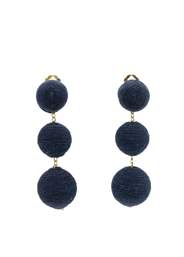 Rebecca De Ravenal – Threaded Drop Earrings In Navy | ML Style | Meg Lonergan Interiors