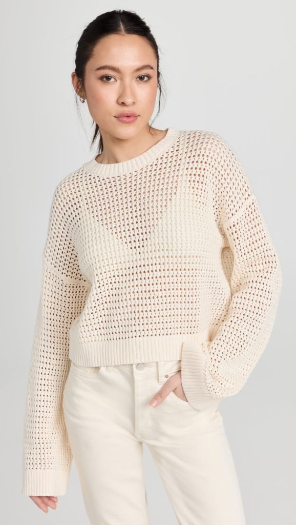 NSF – Blayne Crochet Crop Crew Sweater | ML Style | Meg Lonergan Interiors