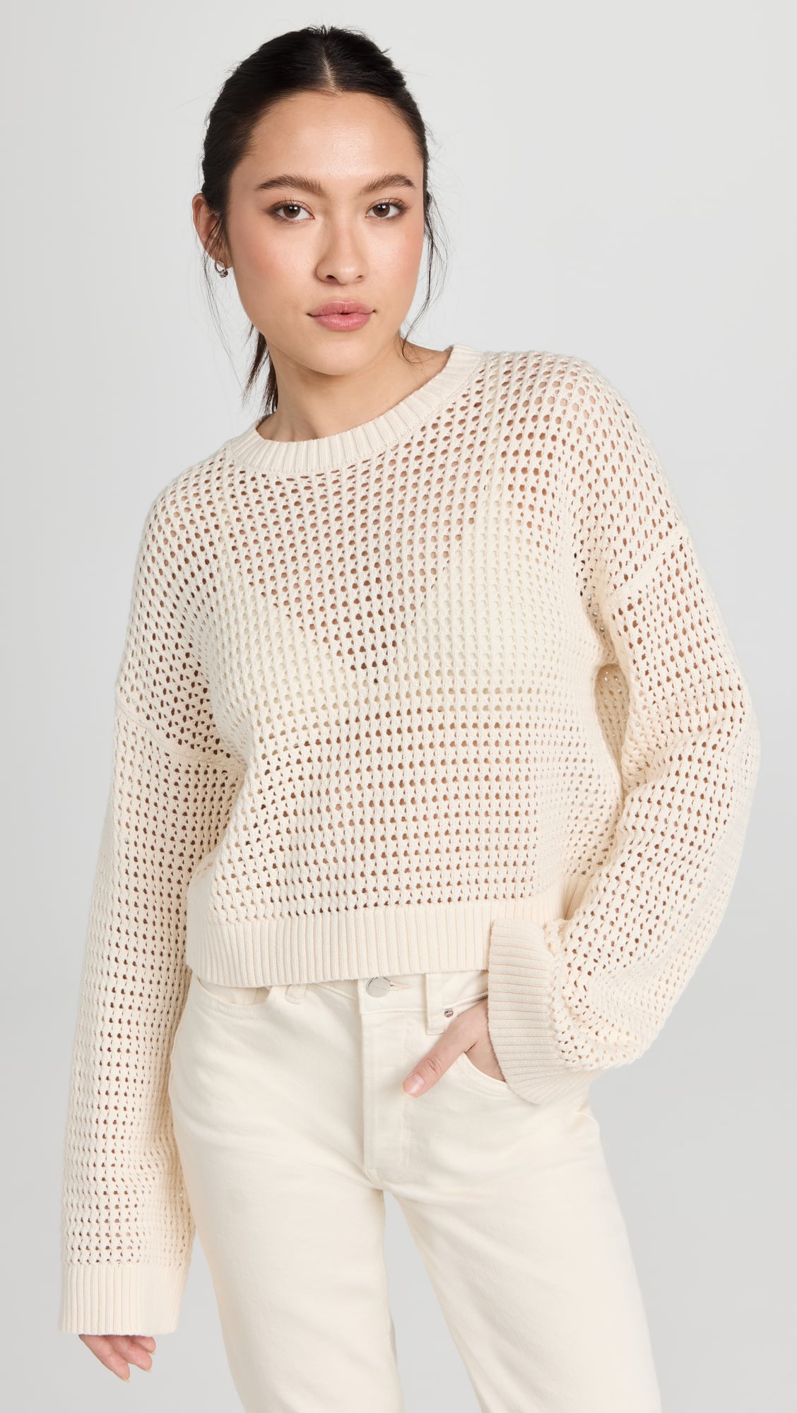 NSF – Blayne Crochet Crop Crew Sweater