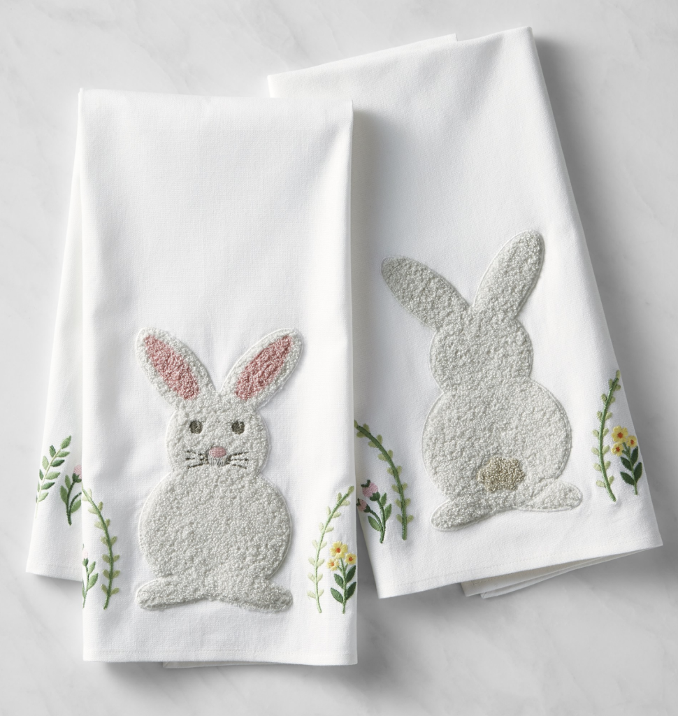 Williams Sonoma – Embroidered Bunny Towels, Set of 2 | ML Style | Meg Lonergan Interiors