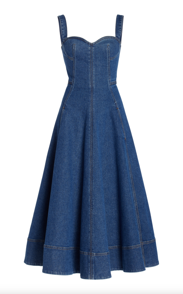 Oscar de la Renta – Sweetheart-Neck Denim Dress | ML Style | Meg Lonergan Interiors