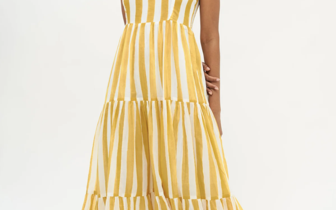 Oliphant – Ruffle Cross Back Midi-Cabana Saffron