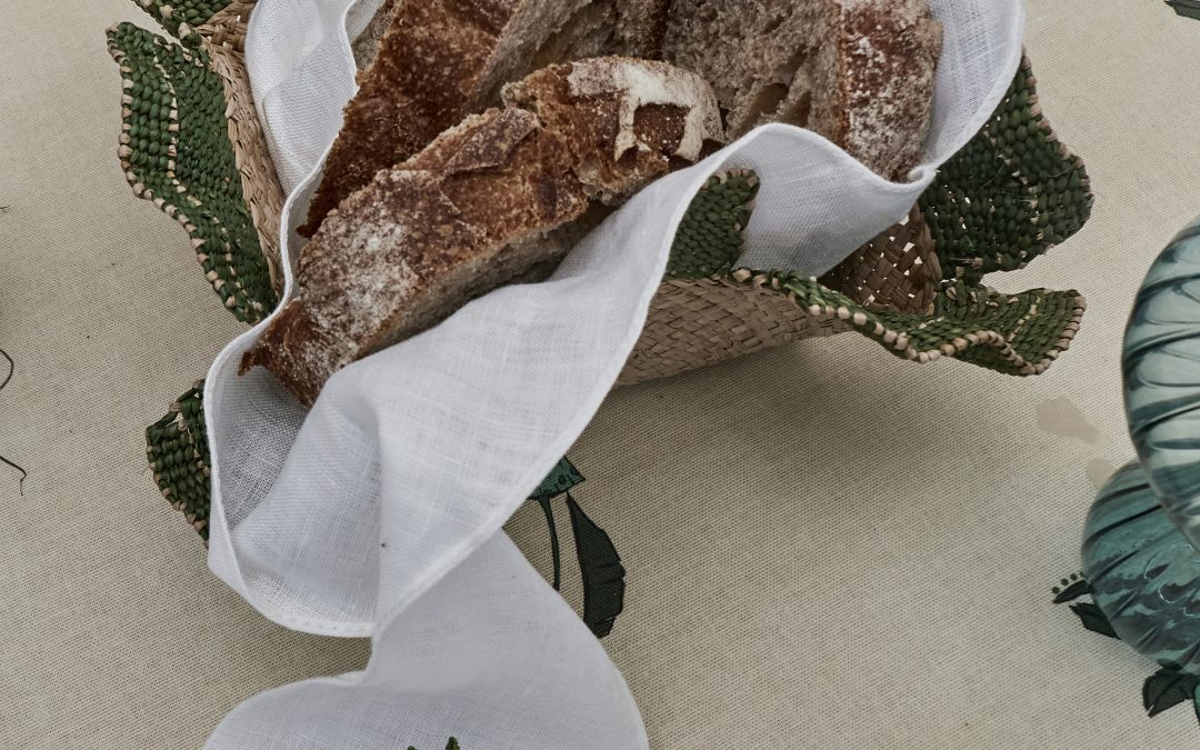 Johanna Ortiz – Funghi Green Mushroom Mandala Mini Bread Basket