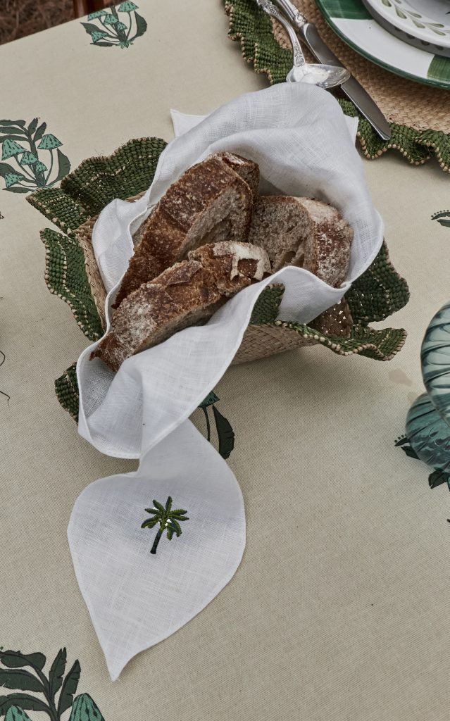 Johanna Ortiz – Funghi Green Mushroom Mandala Mini Bread Basket | ML Style | Meg Lonergan Interiors