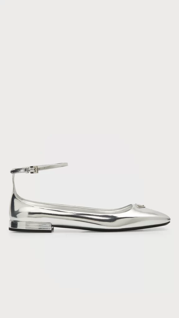 Prada – Metallic Ankle-Strap Ballerina Flats | ML Style | Meg Lonergan Interiors