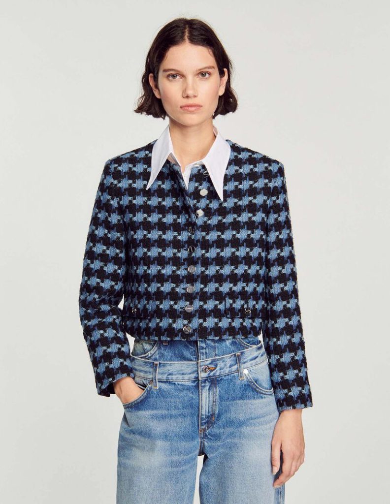 Sando – Cropped Houndstooth Tweed Jacket | ML Style | Meg Lonergan Interiors