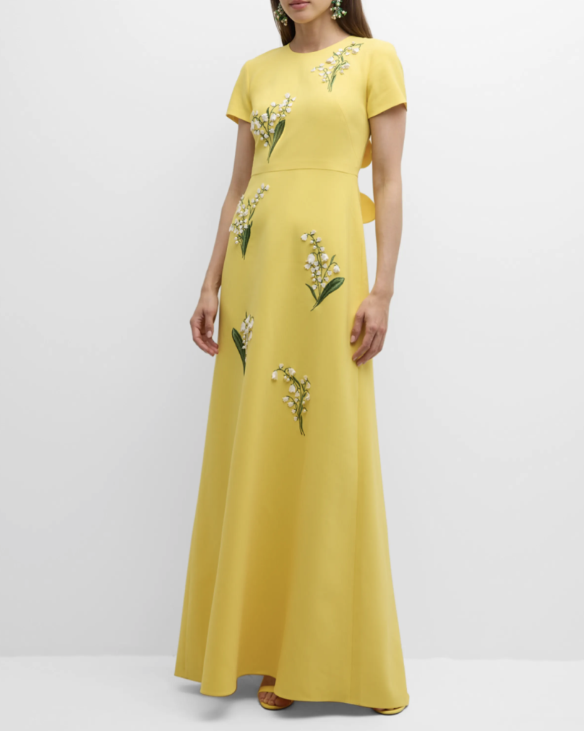 Carolina Herrera – Floral Embroidered Gown with Back Bows | ML Style | Meg Lonergan Interiors