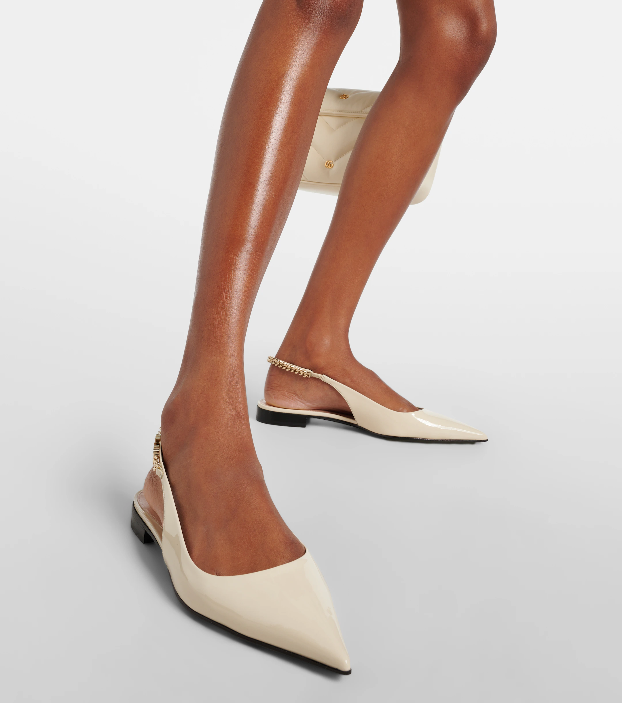 Gucci – Signoria Patent Leather Slingback Flats