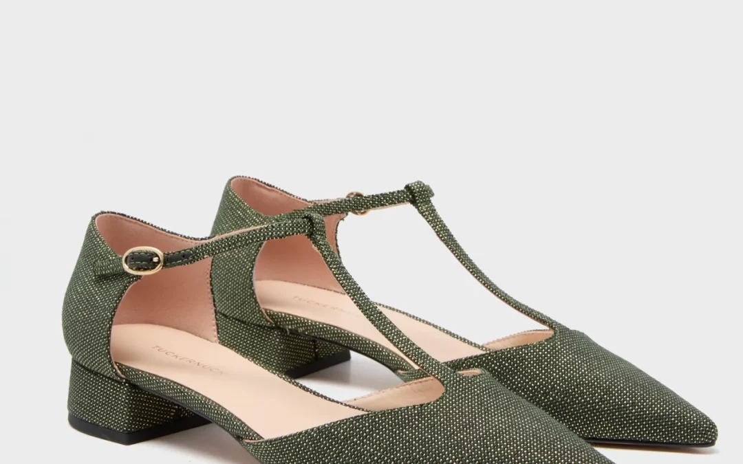 Tuckernuck Shoes – Olive Lurex Jacquard Collins Flats