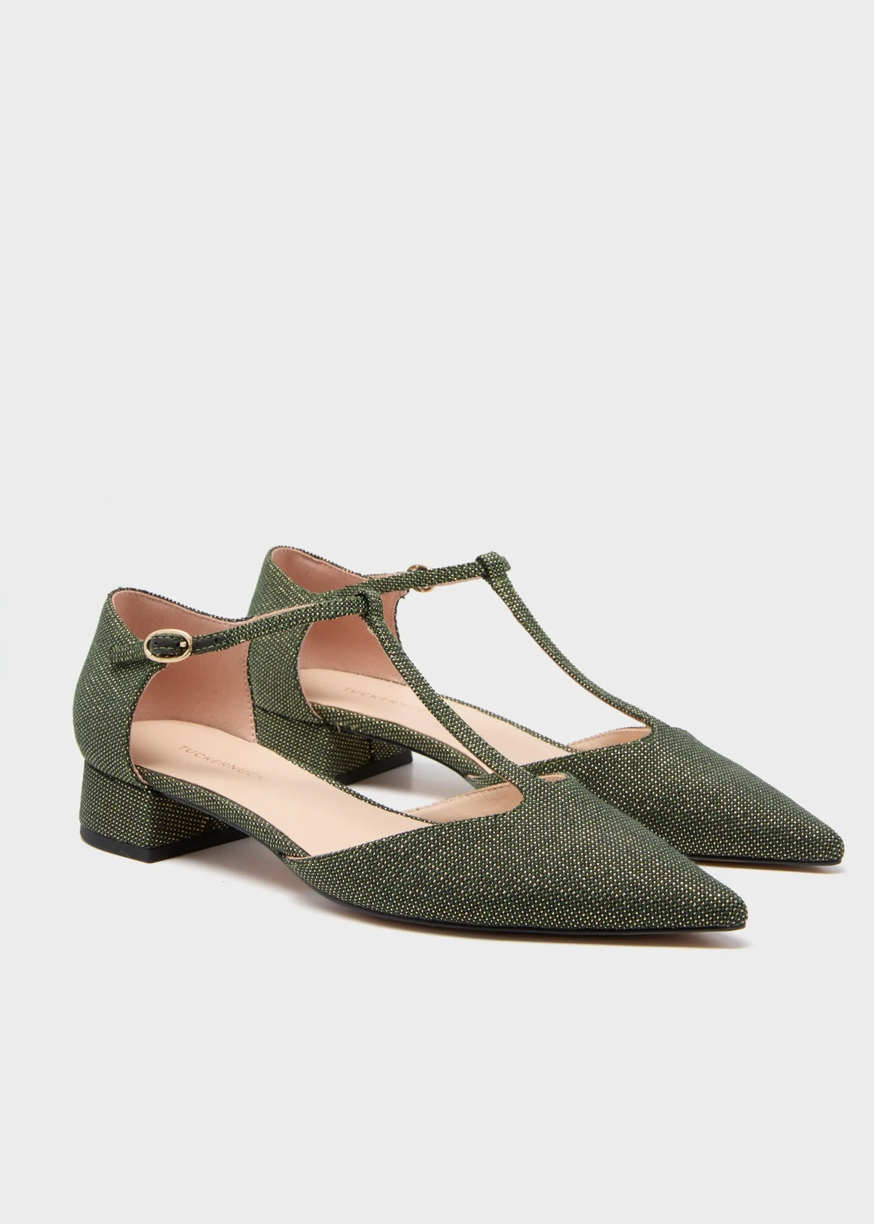 Tuckernuck Shoes – Olive Lurex Jacquard Collins Flats