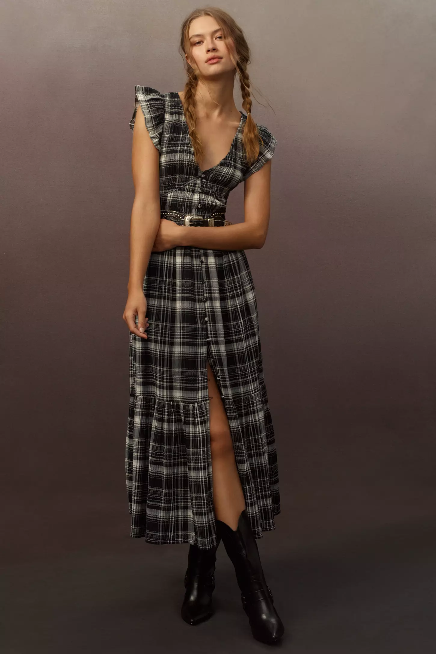 Anthropologie – The Peregrine Midi Dress: Plaid Edition