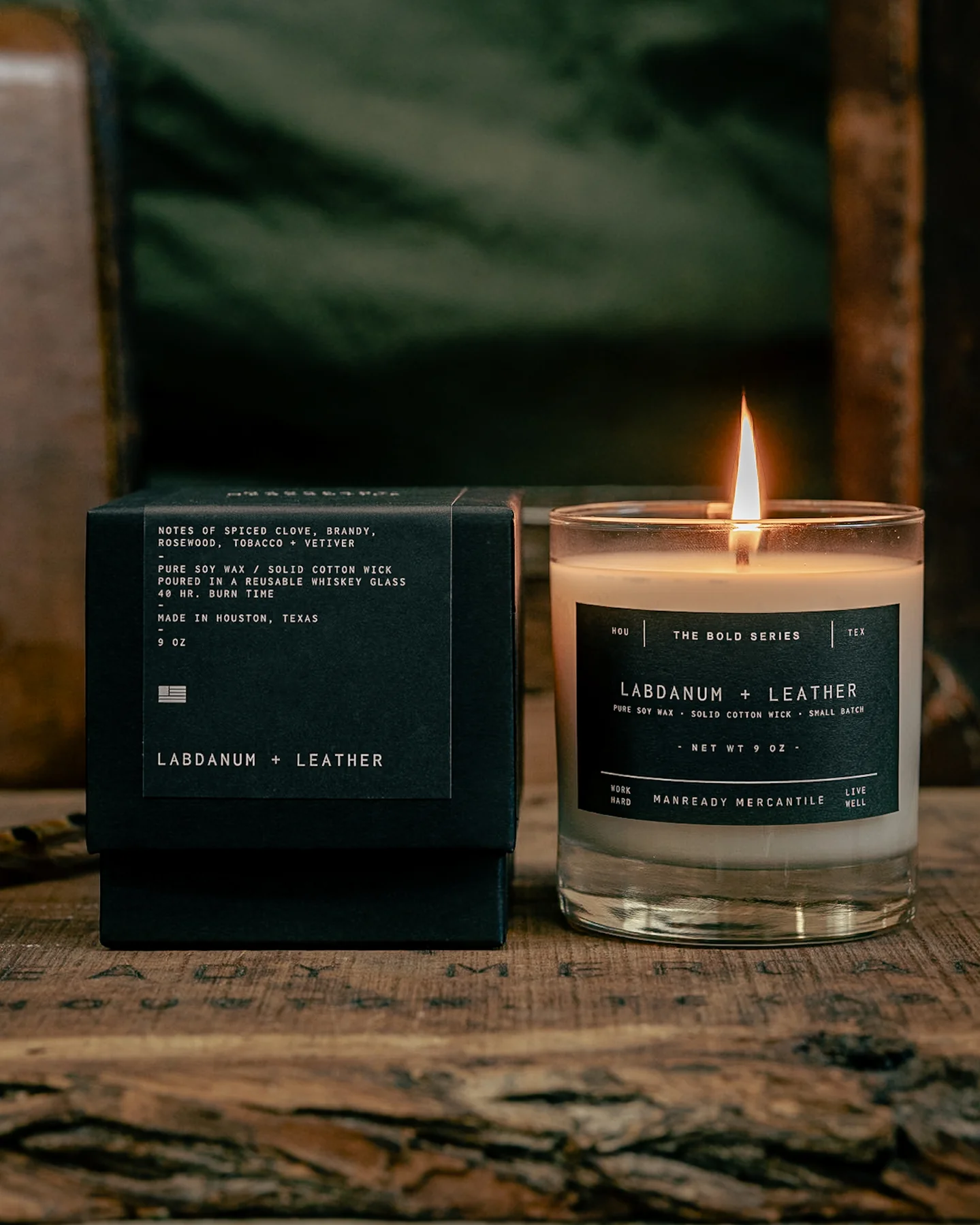 Manready Mercantile – Labdanum + Leather Soy Candle