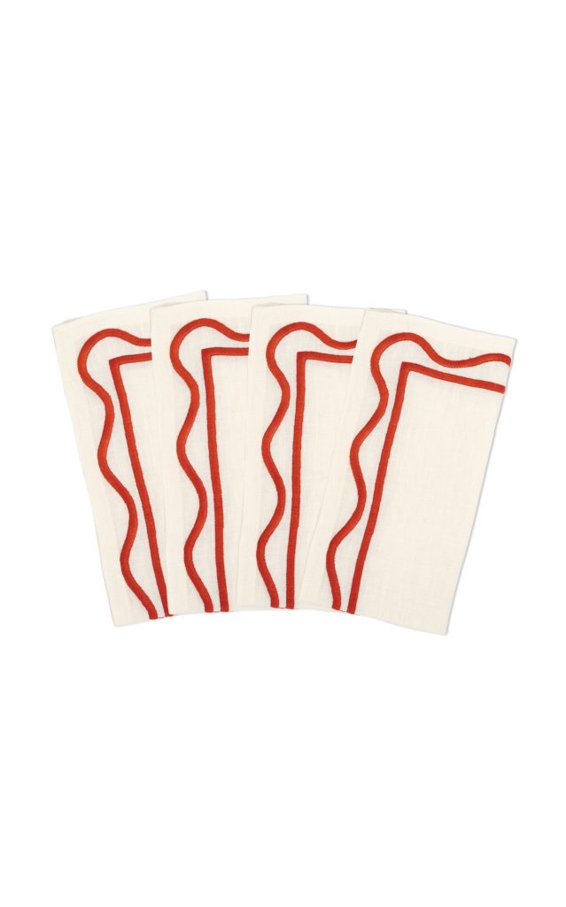Misette – Set-of-Four Colorblock Embroidered Linen Napkins | ML Style | Meg Lonergan Interiors